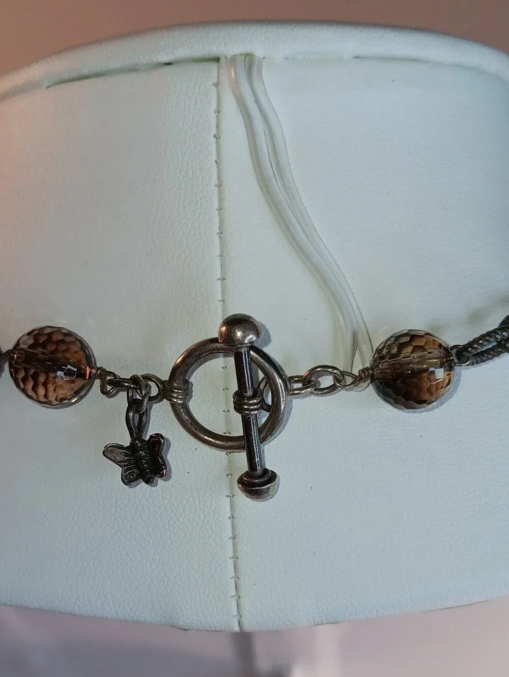 Smoky Brown Faceted Glass Y-Drop Necklace